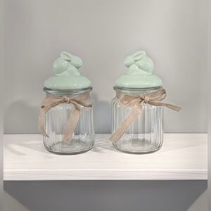 NEW Mint Green Easter Bunny  Glass Jars with Jute Twine